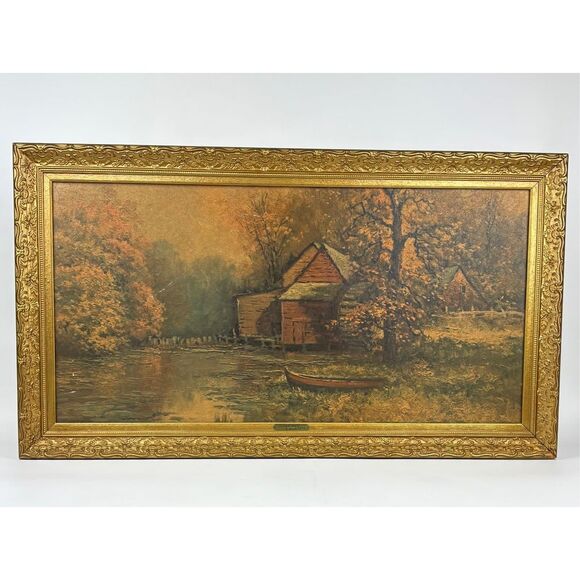 Vintage Old Mill Robert Wood Framed Print Large Plaque 22.5x39.5in Turner Frame - Picture 1 of 8